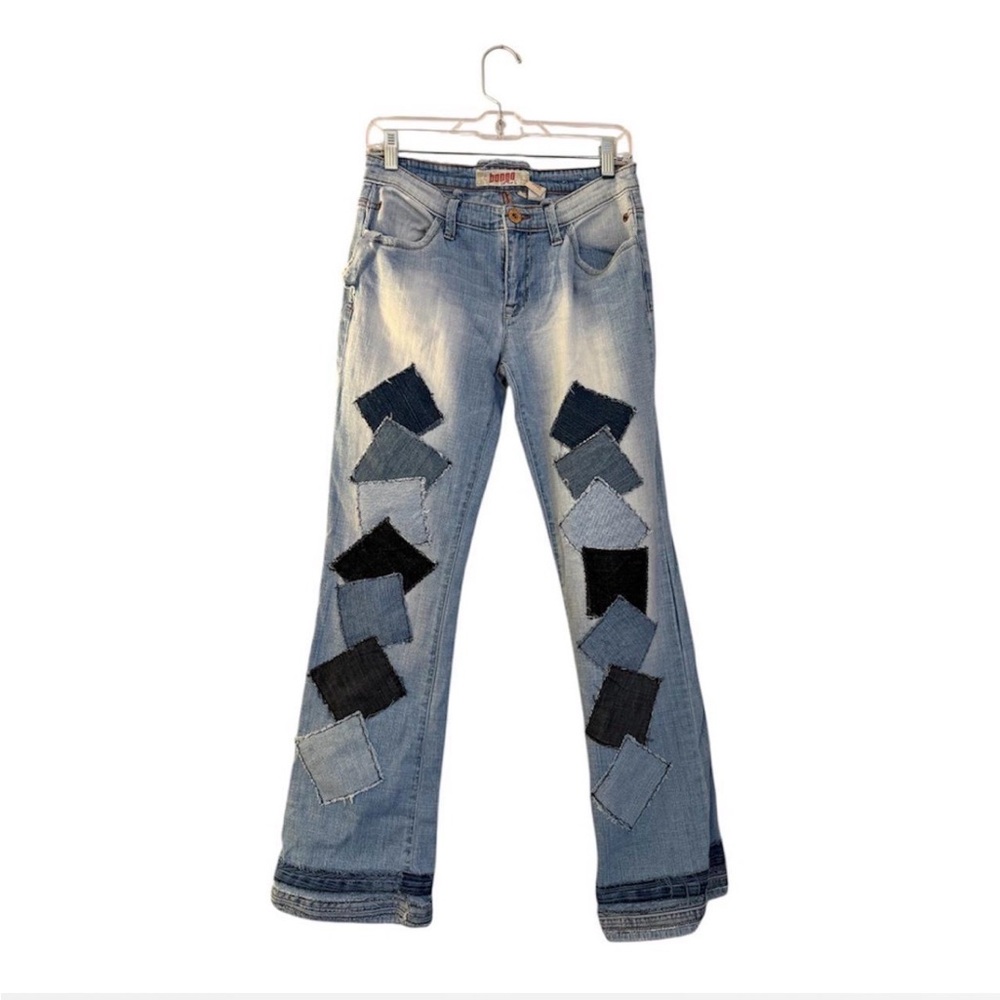 Bongo Blue Patchwork Flare Jeans - image 1